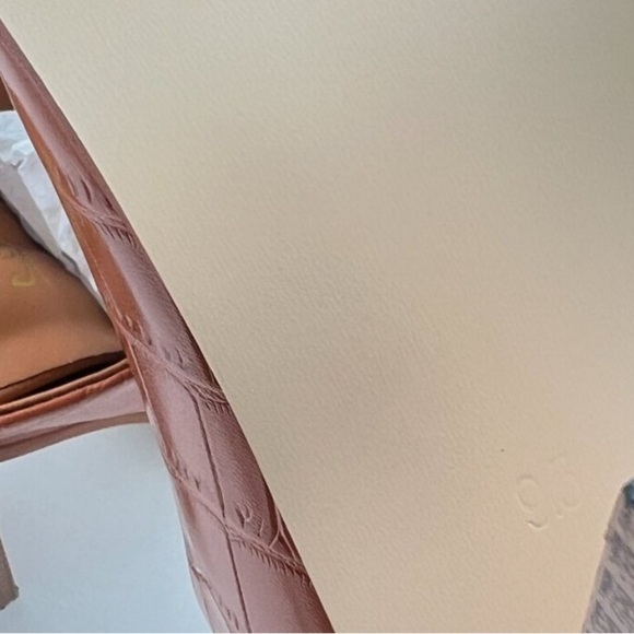 FOWT Crocodile Embossed Mules Chunky Stacked Heel Pointed Toe brown size 7 - Picture 5 of 16